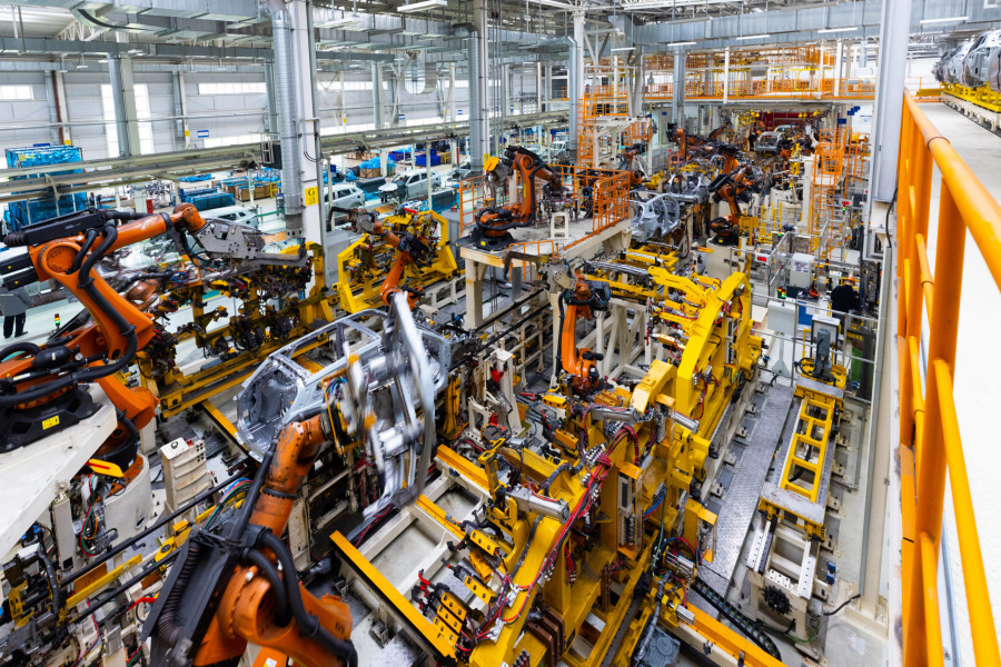 Automobile production line welding car body modern car assembly plant top view 1 scaled